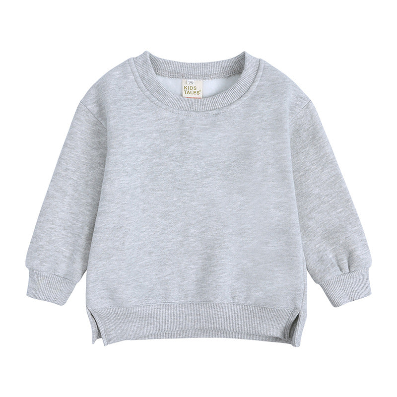 Wholesale Hoodie, Round Neck Pullover, Solid Color with Fleece, Autumn and Winter Baby Clothes